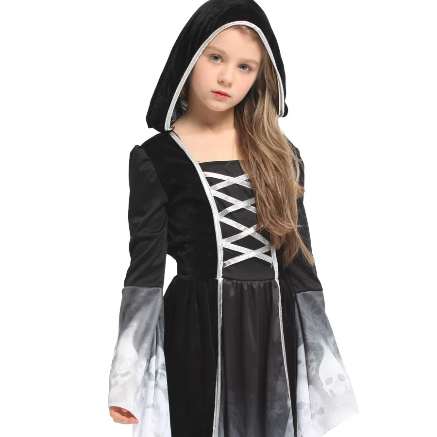 Caliente de la chicas magia esqueleto humano princesa cosplay traje de bebé niñas vestido elegante de la etapa traje