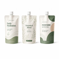 Pochette souple personnalisée avec bec verseur pour shampoing, gel douche, cosmétiques, soins de la peau, savon liquide, emballage avec bouchon à vis