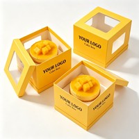 Cajas de Papel Impresas Personalizadas con Ventanas Transparentes para Pasteles y Repostería, Material de Grado Alimenticio, Caja Portátil para Pasteles/Postres