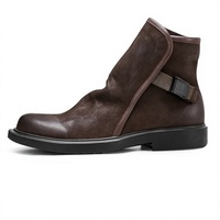Bottes Chelsea basses décontractées en cuir véritable pour hommes, automne-hiver, noires, vintage, tendance, artistiques, pour jeunes hommes, semelle extérieure en caoutchouc pour l'extérieur