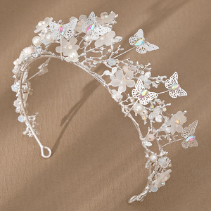 Diadèmes et Couronnes en Coquillage Doré Papillon et <span class=keywords><strong>Fleur</strong></span> d'Avocat, Bijoux de Cheveux Classiques Faits Main pour Mariage, Accessoires de Princesse Cosplay - Product Image 3