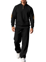 Ensemble 2 pièces pour homme : Haut semi-boutonné et pantalon à cordon de serrage en mélange de coton – Idéal pour la gym, l'entraînement, le sport, le quotidien, le streetwear et les tenues décontractées