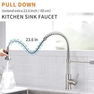 Robinet de cuisine monocommande chromé de style commercial certifié CUPC avec douchette extractible - Product Image 2