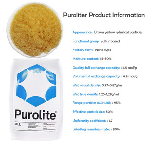 Résine <span class=keywords><strong>Purolite</strong></span> Système d'eau de qualité alimentaire Résine de polissage échangeuse d'anions échangeuse de cations anioniques pour filtre adoucisseur d'eau C100EFG - Product Image 2