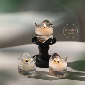 Logotipo personalizado Home Decor Presente Casamento Único Jarra De Vidro Pavio De Madeira Velas Perfumadas Personalizadas Frascos De Vela