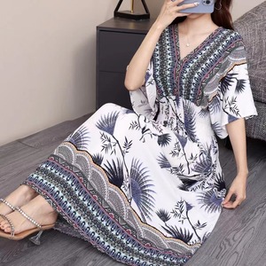 white christmas dresses Printed Patchwork Hippie Dress main image 1