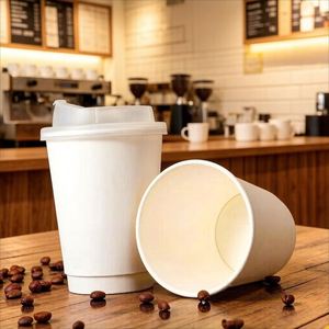 Gobelets en papier kraft à double paroi personnalisés avec logo, écologiques et jetables, avec couvercles, 90 mm, 8/10/12/16 oz, pour café, vin, boutique, café - Product Image 2