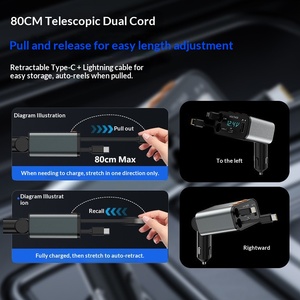 شاحن سيارة جديد عبر الحدود من نوع PD-C مع مشغل MP3 وشحن سريع للمكالمات وشاشة رقمية بقوة 50 واط - Product Image 3