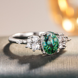 Bague en or blanc A108 avec diamant de taille ovale, couleur D naturelle, bijoux de fiançailles pour femmes - Product Image 3