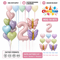 Kit de ballons en aluminium en forme de cœur, papillon et chiffres, style INS, pour décoration romantique d'anniversaire, de mariage et de chambres nuptiales - Vente en gros