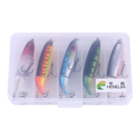 Lot de 5 leurres de pêche rigides en forme de crayon pour achigan, 10 cm, 13,5 g, appât nageur avec queue rotative pour kit de leurres insectes pour la pêche en rivière