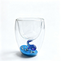 Mug en verre écologique résistant aux hautes températures, mug en verre à double paroi créatif en forme de baleine