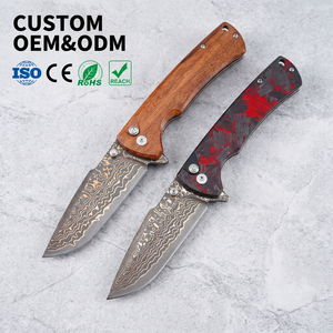 Coltello Pieghevole Originale Damasco VG10, Coltello Tascabile con Manico <span class=keywords><strong>in</strong></span> Fibra di Carbonio, per Campeggio e Caccia all'Aperto DM032 - Product Image 1
