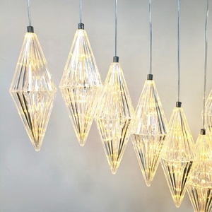 Vente en gros acrylique lumineux 10 têtes losange cristal sable lustre lumière chaude pendentif plafond pour accessoires <span class=keywords><strong>de</strong></span> mariage fête <span class=keywords><strong>de</strong></span> noël - Product Image 2