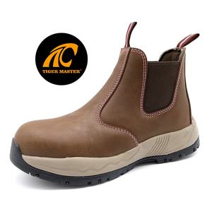 Suela de goma antideslizante de cuero marrón a prueba de aceite, peso ligero, evita pinchazos, zapatos de punta de acero para <span class=keywords><strong>mujer</strong></span>, seguridad <span class=keywords><strong>sin</strong></span> encaje - Product Image 1