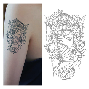 <span class=keywords><strong>Tatuaggi</strong></span> semipermanenti BXTAT con succo di genipa blu, a tema Geisha giapponese con velo e fiore, adesivi per <span class=keywords><strong>tatuaggi</strong></span>. - Product Image 5