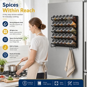 Étagère à épices magnétique en acier au carbone pour cuisine, organisateur 4 niveaux, <span class=keywords><strong>support</strong></span> latéral pour réfrigérateur, <span class=keywords><strong>support</strong></span> pour bouteilles d'assaisonnement, étanche - Product Image 3