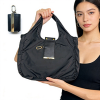 Nouvelle pochette de rangement pliable pour porte-clés, sac de courses en polyester écologique, sac fourre-tout pratique de grande capacité pour les voyages