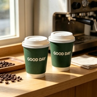 Duurzame, op maat gemaakte logo-dubbelwandige, lekvrije, anti-verbrandings, wegwerp papieren koffiebekers, food grade cafe bekers voor groothandel bulkbestellingen