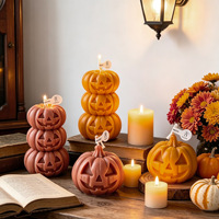 Lilin Aroma Labu Hantu Halloween Premium, Lilin Dekoratif Campuran Lilin Kedelai Buatan Tangan untuk Hadiah Liburan & Dekorasi Rumah