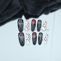 Uñas artificiales hechas a mano, estilo oscuro, dulce y fresco, alta calidad reutilizable de fábrica al por mayor.