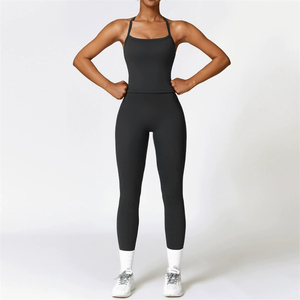 Conjunto Deportivo de 2 Piezas para Yoga, Top Deportivo sin Costuras y Leggings de Cintura Alta para <span class=keywords><strong>Mujer</strong></span>, Venta al por Mayor - Product Image 2