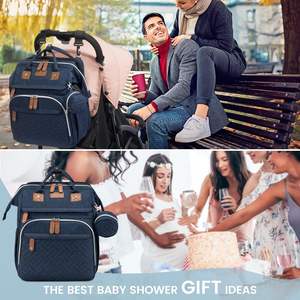 Sac à dos de voyage multifonctionnel personnalisé en cuir PU végétalien pour maman et bébé, sac à langer, sac à couches, polyester gratuit - Product Image 2