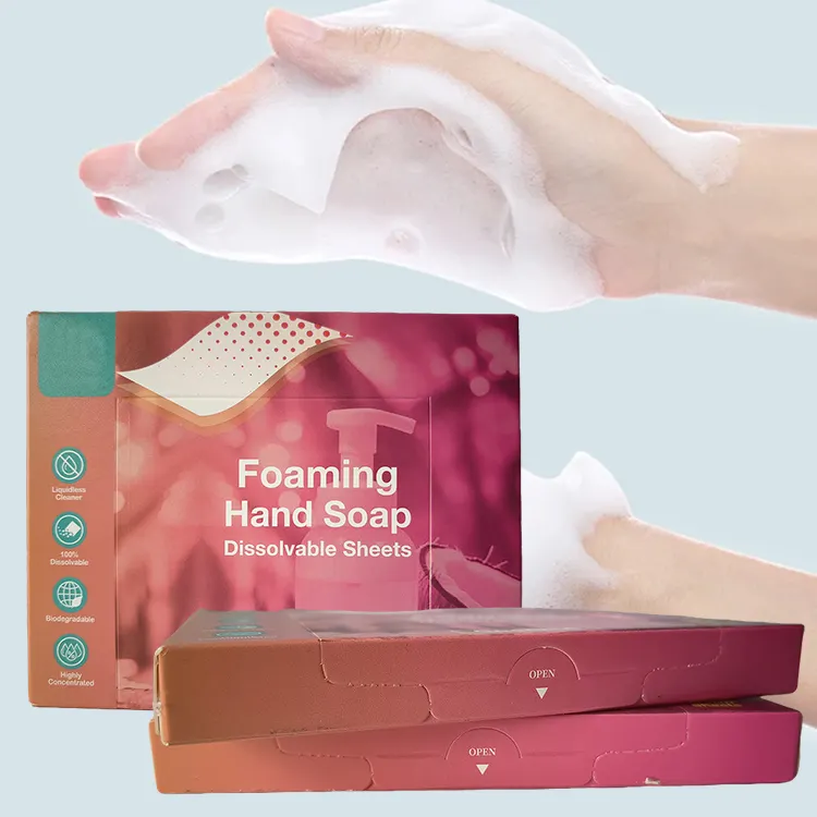Travel Eco-Friendly Outdoor Cleaning Hand Sheet Hand Soap Paper Easy Dissolved Hand Washing sheets
