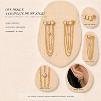 Boucles d'oreilles créoles effet miroir avec chaîne et pierres de zircon, tendance, en acier inoxydable plaqué or 18 carats, bijoux pour femme, cadeau mode