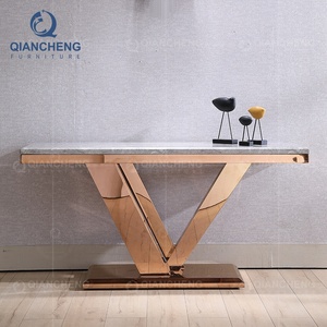 Qiacheng-Mesa de entrada de acero inoxidable para el hogar, mesa de estilo nórdico con <span class=keywords><strong>consola</strong></span> de pasillo, color dorado - Product Image 5