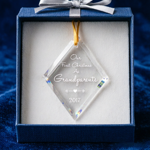 Adorno de Cristal Grabado en Forma de Diamante, Recuerdo de Primera Navidad como <span class=keywords><strong>Abuelos</strong></span>, <span class=keywords><strong>Regalo</strong></span> - Product Image 3