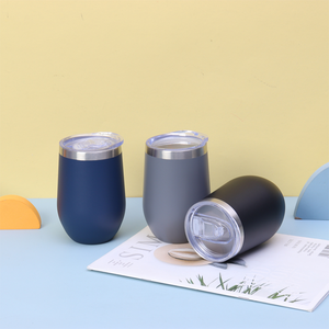 Gobelet à vin <span class=keywords><strong>isotherme</strong></span> en acier inoxydable à double paroi de 12 oz, sans pied, en forme d'œuf, avec couvercles - Product Image 4