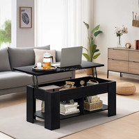Table basse relevable avec rangement caché et hauteur réglable, idéale pour travailler ou dîner sur le canapé