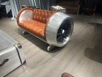 Fauteuil vintage en forme d'avion, en cuir véritable capitonné, pour chambre ou hôtel, style industriel et de loisirs