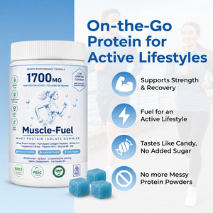 Gomitas de Aislado de Suero Puro para el Crecimiento Muscular Magro, Fórmula de Recuperación Metabólica, BCAA, Péptidos de Colágeno Hidrolizado, 60 Unidades - Product Image 4