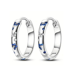 E3849 Pendientes de aro de oro blanco con diseño de mariposa de zafiro para mujer, conjunto de joyería de regalo romántico - Product Image 6