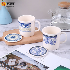 Melamine Imitation Porcelain Mug New Chinese Style Round Portable Gift Water Cup Customizable Logo Printing - Product Image 1