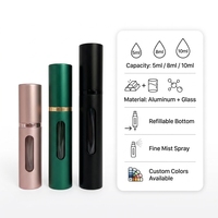 Flacon pulvérisateur de parfum en métal rechargeable de 5 ml, 8 ml, 10 ml, avec fenêtre, pour voyage, vente en gros
