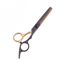 Set de Tijeras de Peluquería de Acero Japonés Inoxidable de 6" Afiladas para Entresacar para Barbería Salón de Belleza C1001 Tijeras de Estilista Doradas y Negras