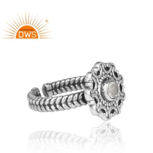 Ethnic Flower Design 925 Sterling Silver Open Band <b>Ring</b> Natural <b>Crystal</b> Quartz <b>Ring</b> Gemstone Jewelry Manufacturer - Product Image 6