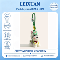 Porte-clés en peluche Schnauzer mignon et durable avec chapeau fleuri tricoté – Article promotionnel, cadeau pour petite entreprise