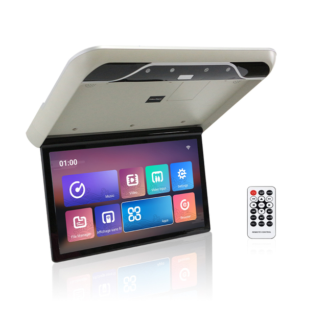 Car Roof Monitor IPS 19 Inch Flip Down Android Screen Overhead Multimedia Video Ceiling Roof Mount Display Car Monitor