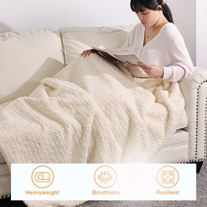 Couverture en Sherpa double face, sur mesure OEM, épaisse, chaude, douce, lestée, en fausse fourrure <span class=keywords><strong>tricot</strong></span>ée pour la décoration intérieure - Product Image 3