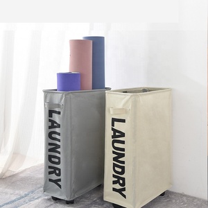 Cesta de lavandería única, organizador, contenedores de almacenamiento plegables estrechos, cesta de lavandería delgada con ruedas - Product Image 6