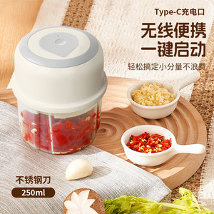 Electric <b>Garlic</b> Mincer 250ml Wireless Portable Stainless Steel Blade For Kitchen Use - Product Image 1