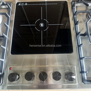 Cocina <span class=keywords><strong>de</strong></span> Acero Inoxidable con 4 Quemadores <span class=keywords><strong>de</strong></span> Gas y 1 Placa Eléctrica, 220V, Multifuncional para Cocina, Hogar y Restaurante - Product Image 3