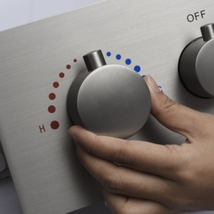 <strong>Thermostatic</strong> <strong>Shower</strong> <strong>Valve</strong> Triple Handle 3 Outlet Diverter Solid Brass Construction Brushed Finish Modern Design for Bathroom Use - Product Image 3