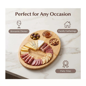 Wooden Serving <b>Tray</b> Round Multi Compartment Natural Wood Durable Eco Friendly Hotel Coffee Tea <b>Snack</b> Fruit Candy <b>Tray</b> - Product Image 5