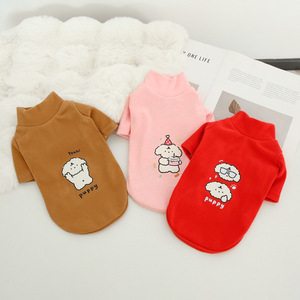 เสื้อกันหนาวคอเต่าลายการ์ตูนน่ารักสำหรับสัตว์เลี้ยง  บุขนแกะ  สำหรับฤดูใบไม้ร่วงและฤดูหนาว  เสื้อผ้าสัตว์เลี้ยงชั้นในอุ่นๆ - Product Image 2