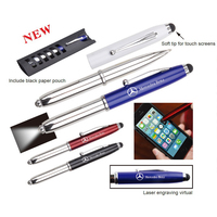 Stylos pour écrans tactiles, tablettes, iPad, iPhone, stylo capacitif multifonction avec lampe torche LED, encre à bille